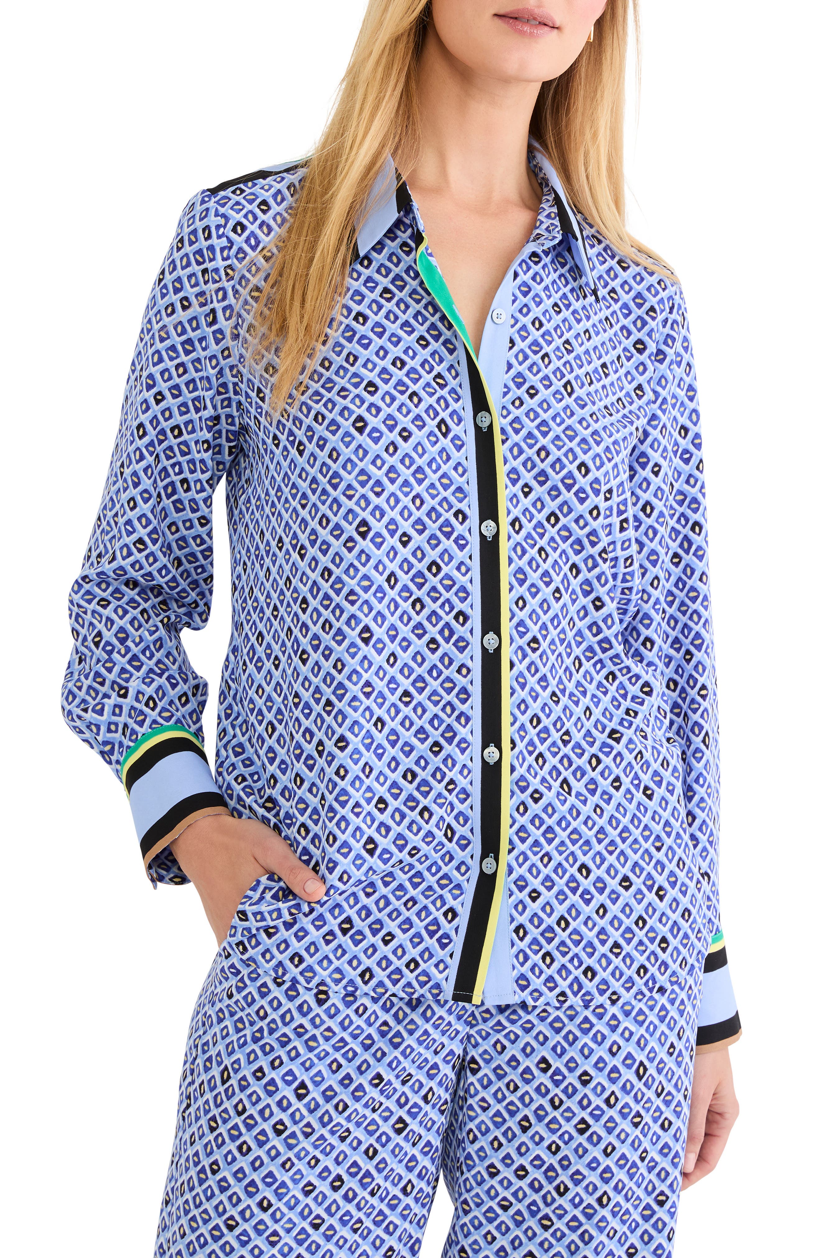 Mosaic Print Button Up Shirt