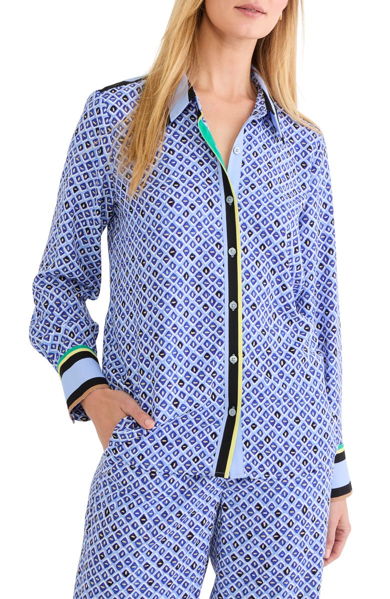 NIC+ZOE Mosaic Print Button Up Shirt, Main, color, 