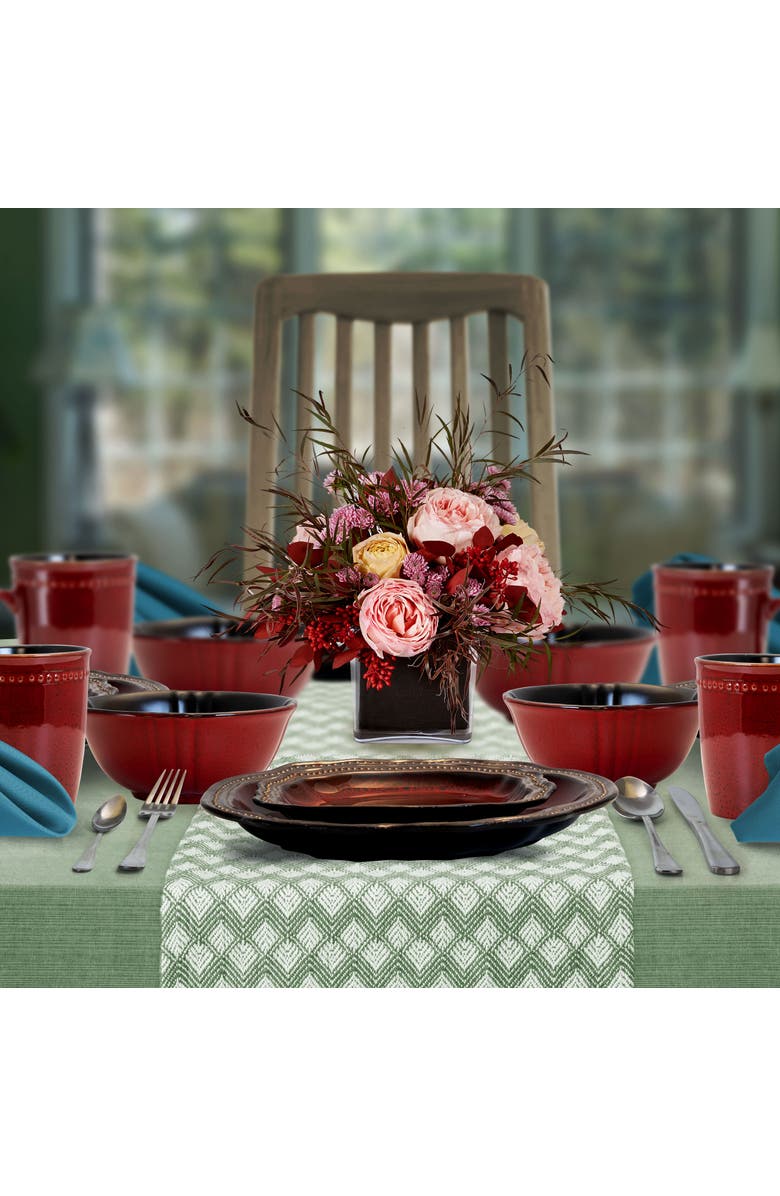 Elama Regency 16 Piece Luxurious Stoneware Dinnerware with Complete Setting for 4, 16pc, Alternate, color, Black