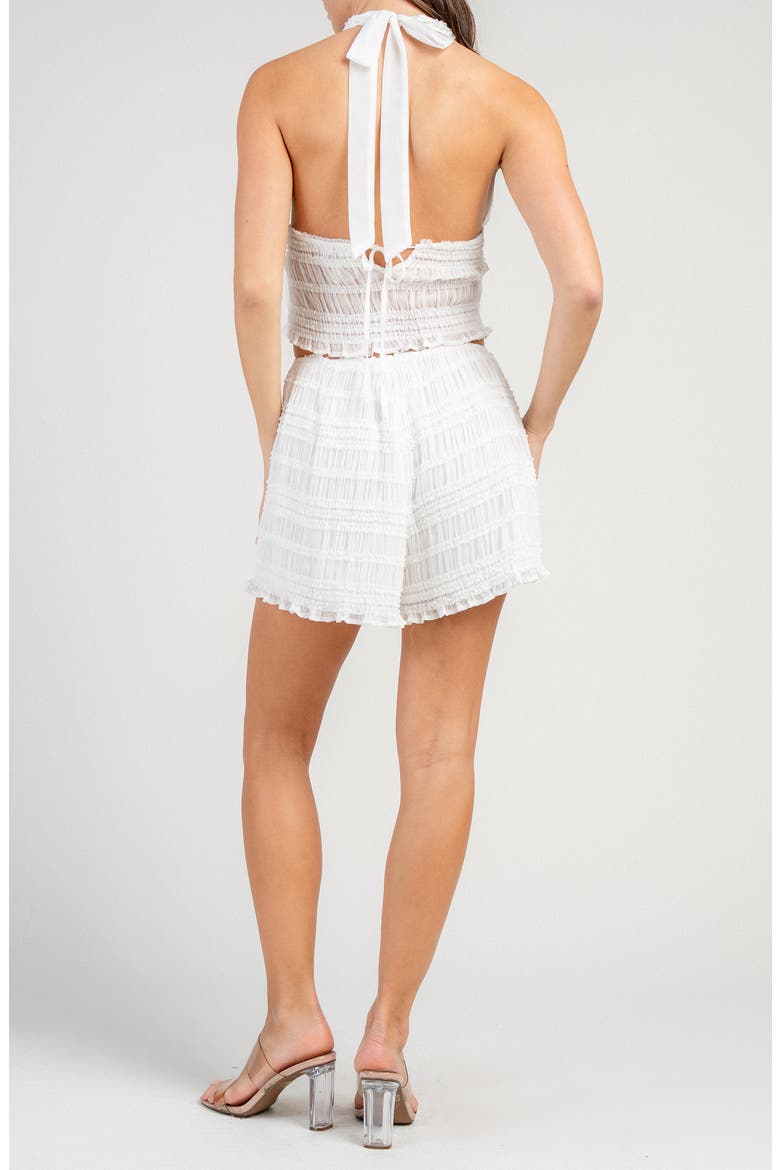 Gauze Halter Neck Crop Tank & Shorts Set, Alternate, color, OFF WHITE