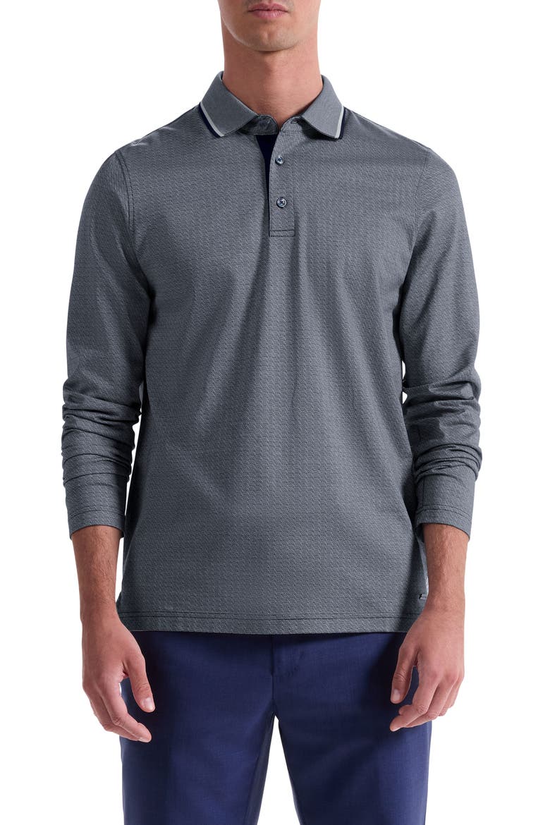 Mercerized Cotton Long Sleeve Polo, Main, color, NAVY