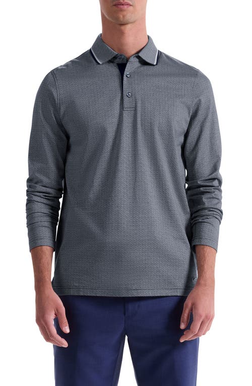 Bugatchi Mercerized Cotton Long Sleeve Polo In Blue