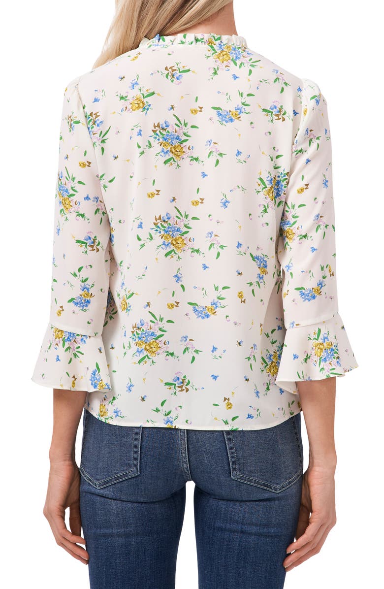 CeCe Floral Bouquet Ruffle Cuff Blouse, Alternate, color, 