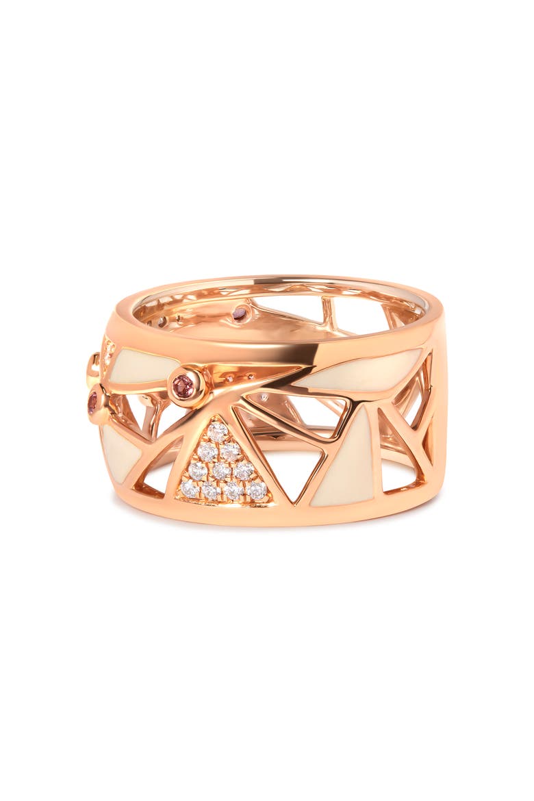 14K Gold 1/3 Cttw Diamond & Tourmaline Cigar Band Ring, Main, color, Pink