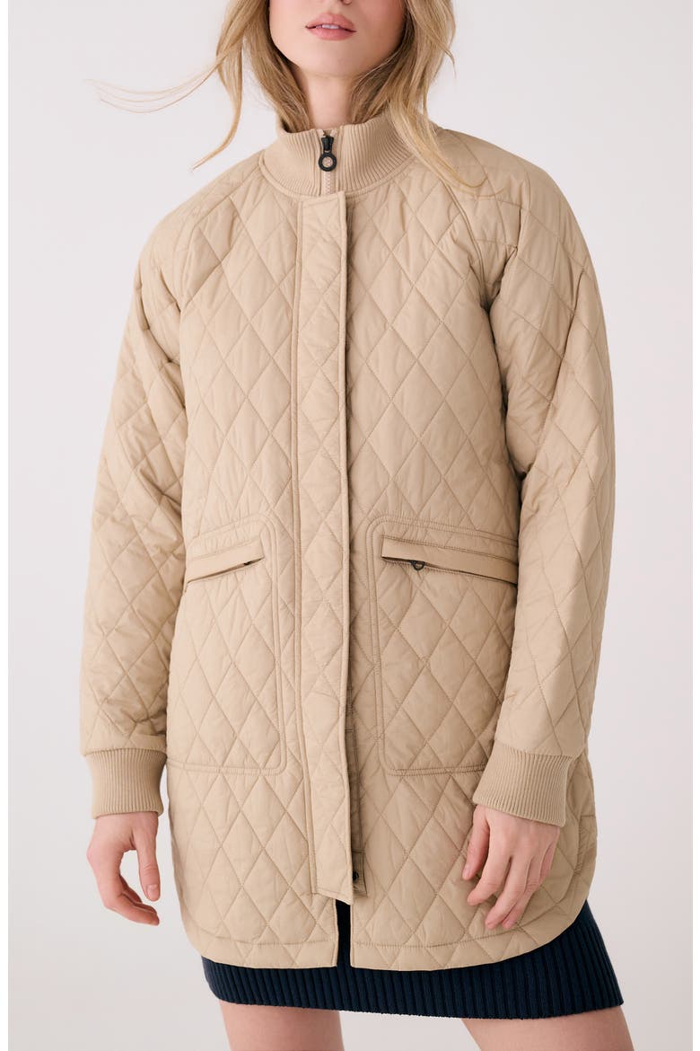 Quilted Water Repellent Nylon Bomber Jacket, Main, color, SANDSHELL