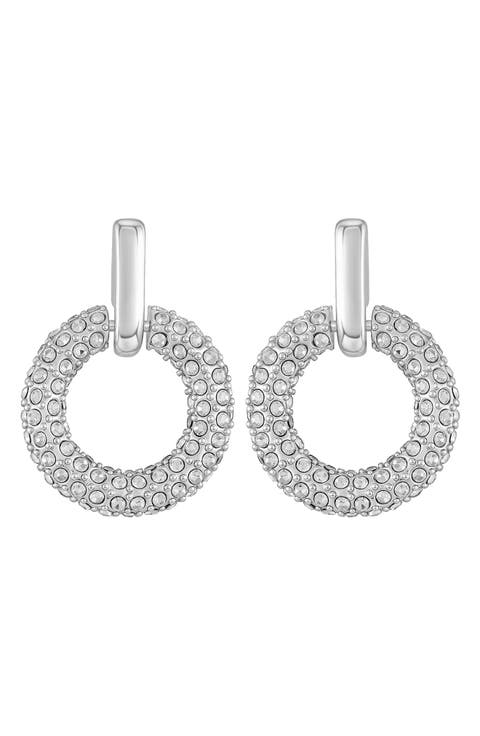 Pavè Hoop Drop Earrings