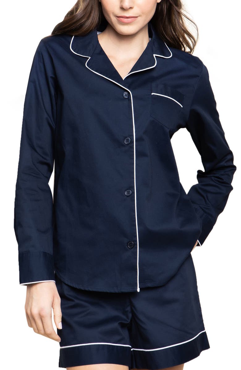 Petite Plume Short Cotton Twill Pajamas, Main, color, 