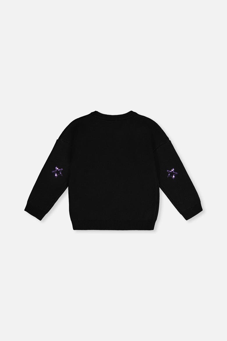 Intarsia Sequin Star Knitted Sweater, Alternate, color, Black and Mauve