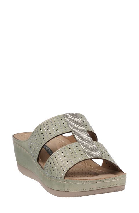Carrie Rhinestone Wedge Sandal (Women)