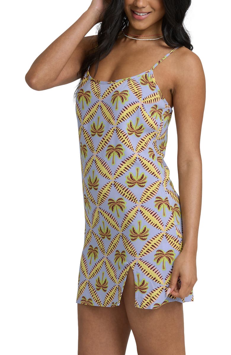 Billabong Tidal Crush Palm Tree Minidress, Alternate, color, Twilight Blue