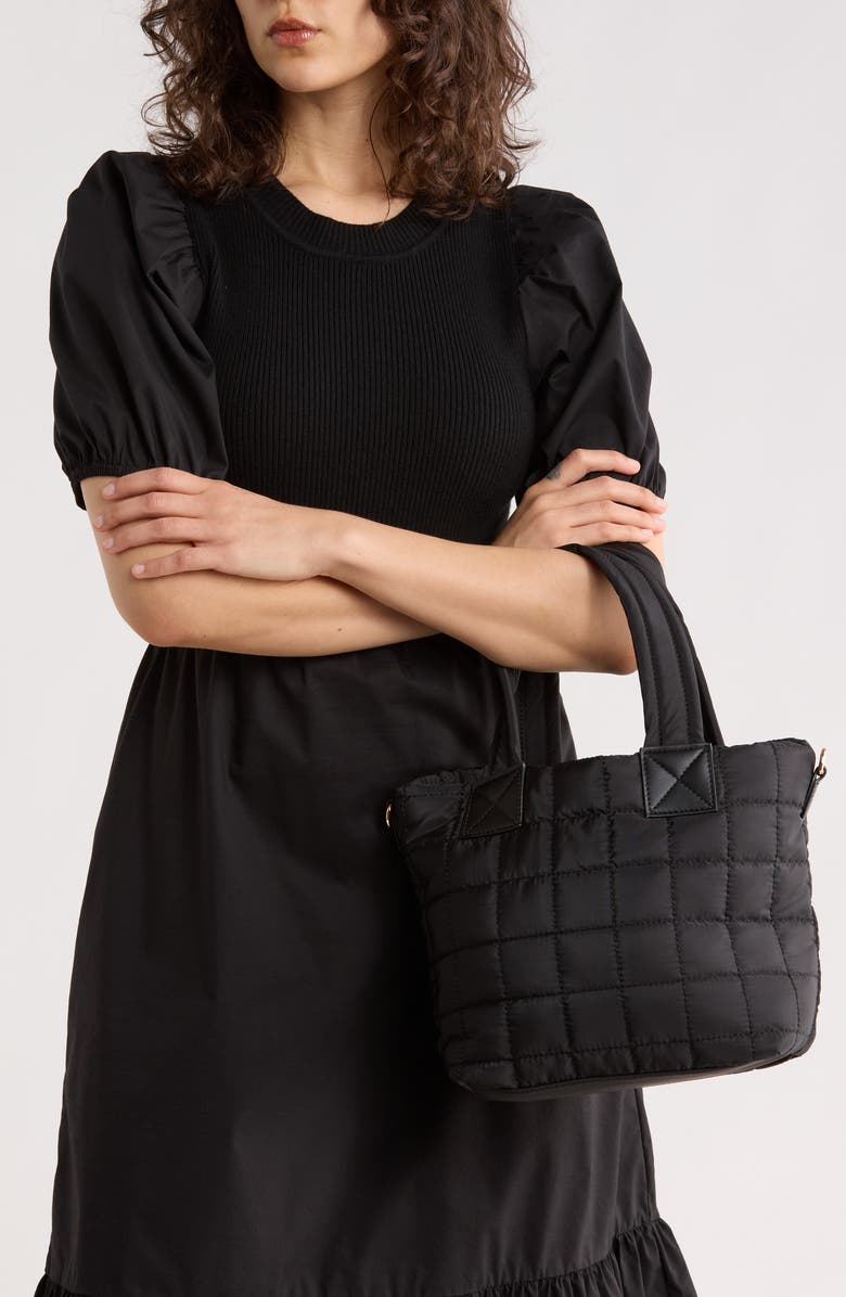 URBAN EXPRESSIONS HANDBAGS Quilted Nylon Tote Bag, Alternate, color, Black