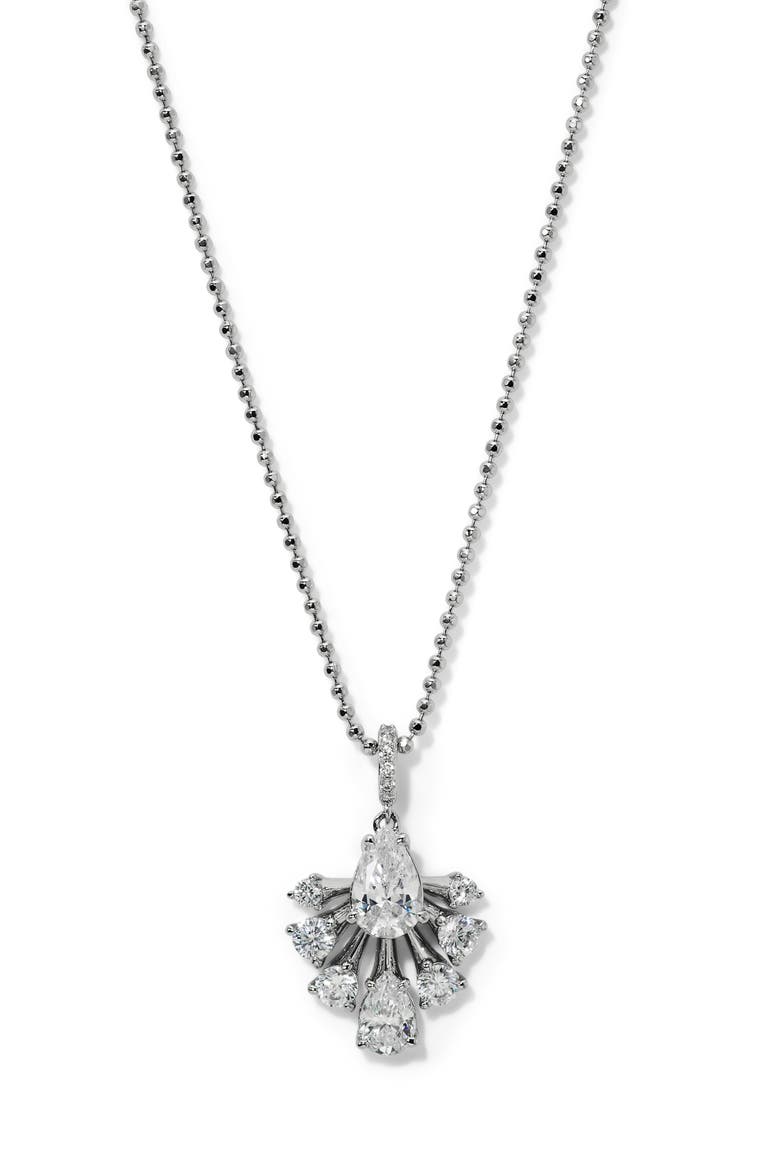 Hera Fan Pendant Necklace, Main, color, RHODIUM