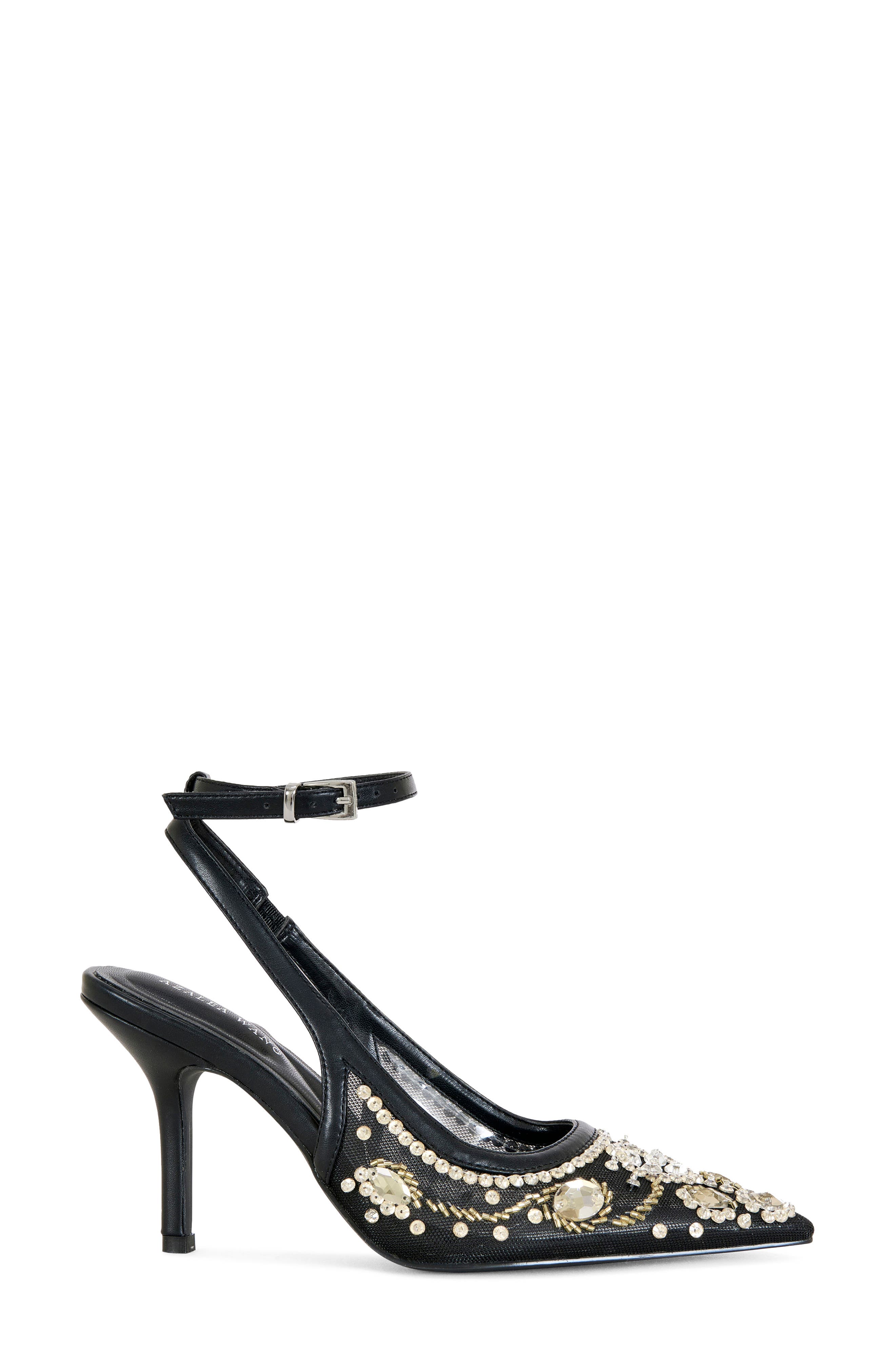 AZALEA WANG Ghouldie Ankle Strap Pointed Toe Pump, Alternate, color, Black Multi