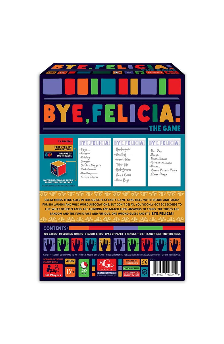 Big G Creative Bye, Felicia! Party Game The Fastpaced Board Game With A Goodbye Diss, Alternate, color, Multicolored