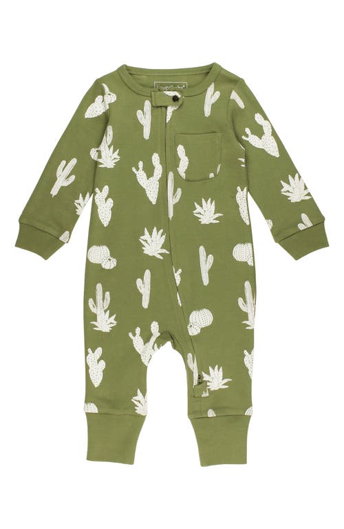 L'ovedbaby Print Organic Cotton Romper In Sage Cactus