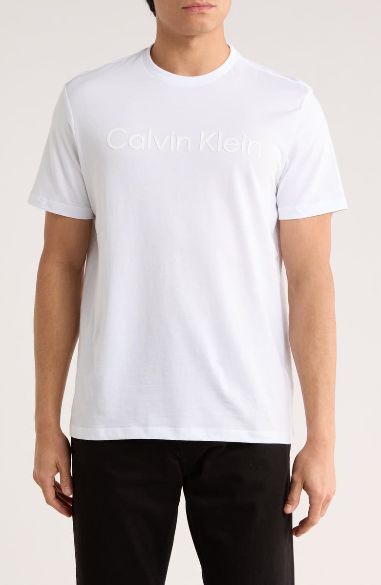 Calvin Klein Standard Logo Cotton Crewneck T-Shirt, Main, color, Bright White