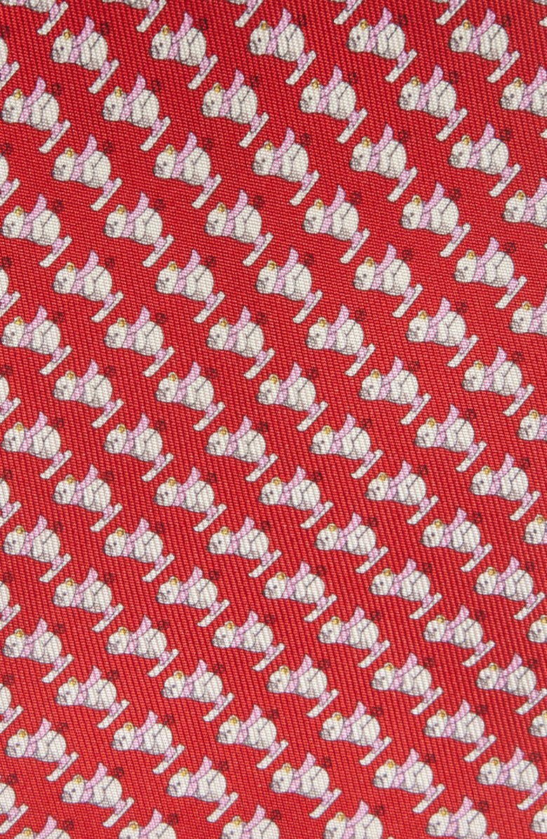 FERRAGAMO Zeno Ski Print Silk Tie, Alternate, color, Rosso