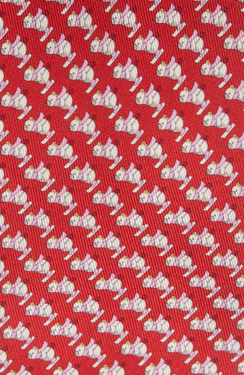 Ferragamo Zeno Ski Print Silk Tie In Rosso