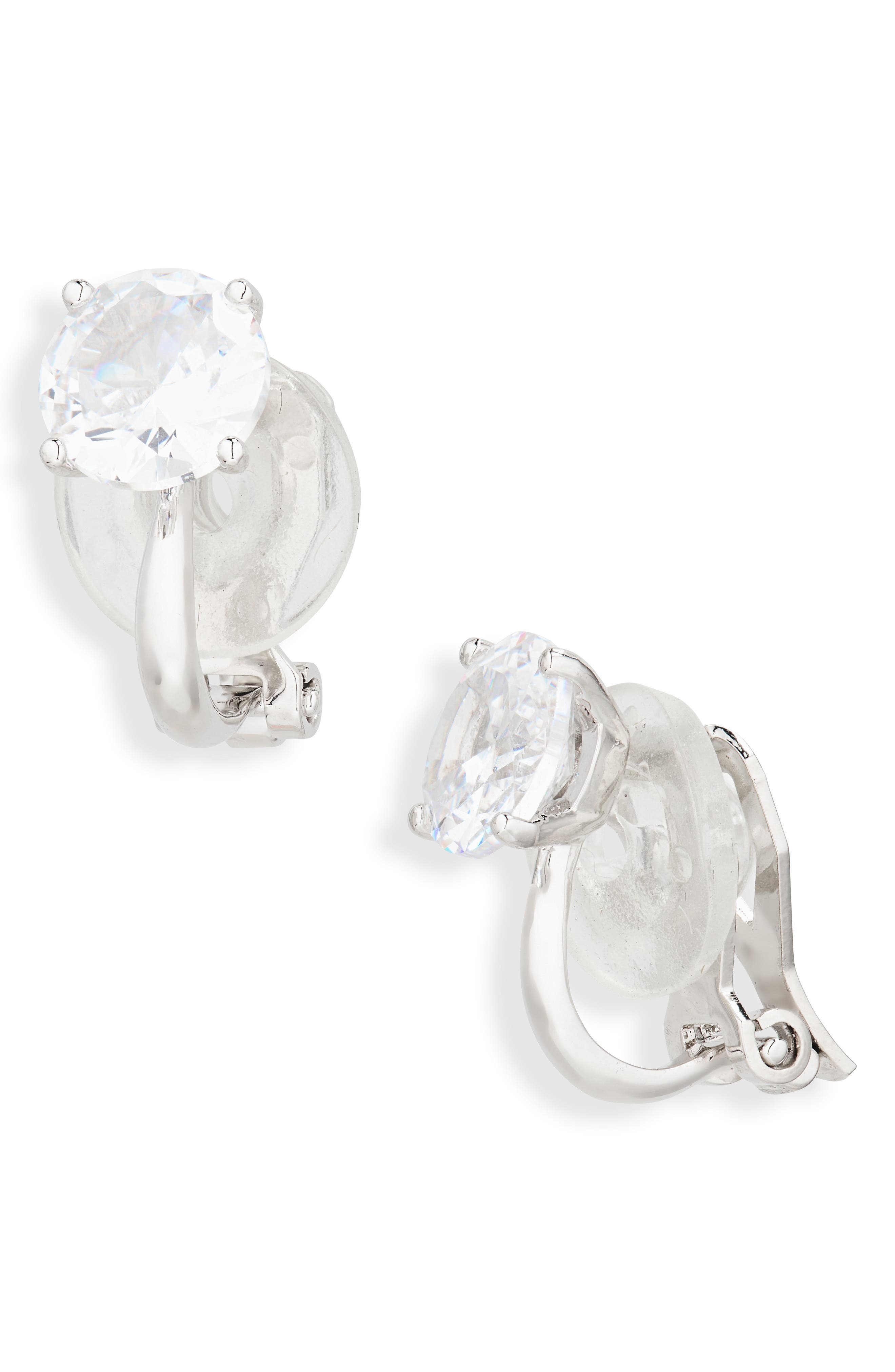 Nadri Modern Love Round Cut Cubic Zirconia Clip-On Earrings