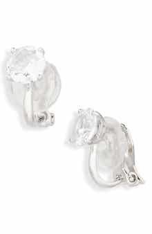 Nadri Modern Love Round Cut Cubic Zirconia Clip-On Earrings