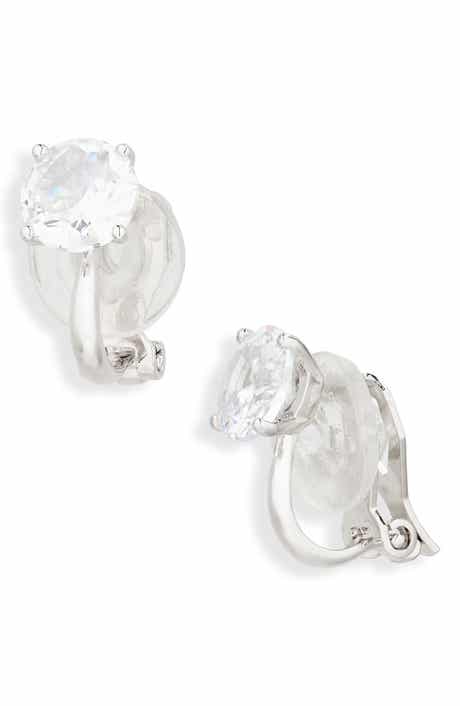 Nadri Modern Love Round Cut Cubic Zirconia Clip-On Earrings