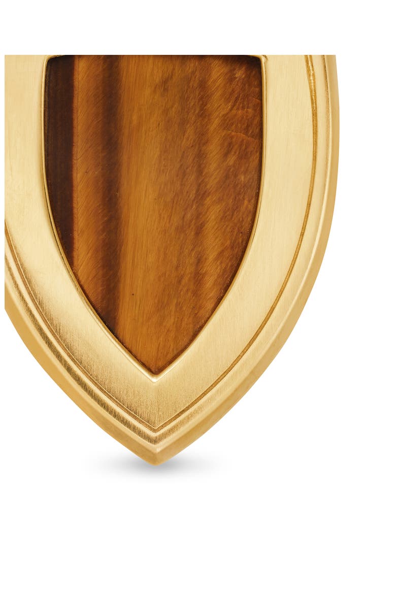 Men's Shield Amulet with Diamonds, Alternate, color, 18K YELLOW GOLD/ TIGERS EYE