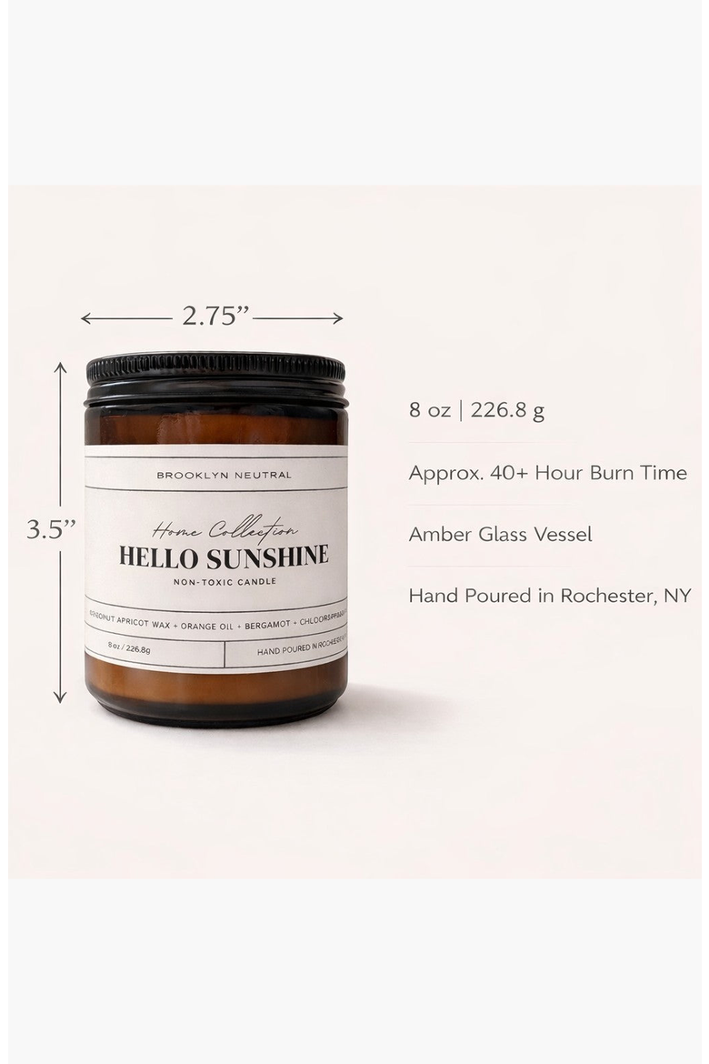 Hello Sunshine Citrus Luxury Non-Toxic Candle, Alternate, color, None
