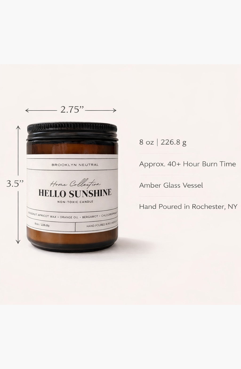 BROOKLYN NEUTRAL Hello Sunshine Scented Candle, Alternate, color, NO COLOR
