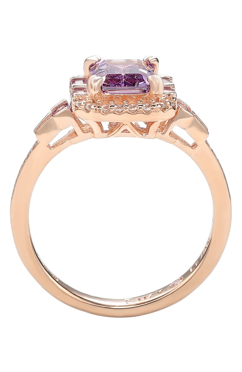 SUZY LEVIAN Rose Gold Plated Sterling Silver Emerald CZ Ring, Alternate, color, 