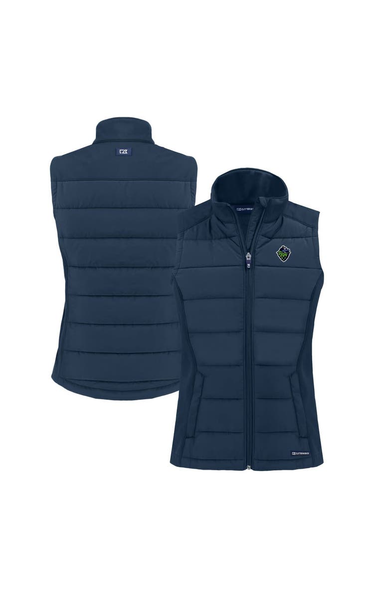 Cutter & Buck Women's Cutter & Buck  Navy Hillsboro Hops Evoke Hybrid PrimaLoft Eco Softshell Recycled Full-Zip Vest, Main, color, 