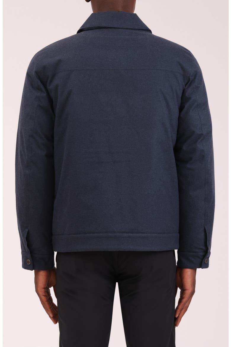 Flannel Snap-Up Trucker Jacket, Alternate, color, NAVY