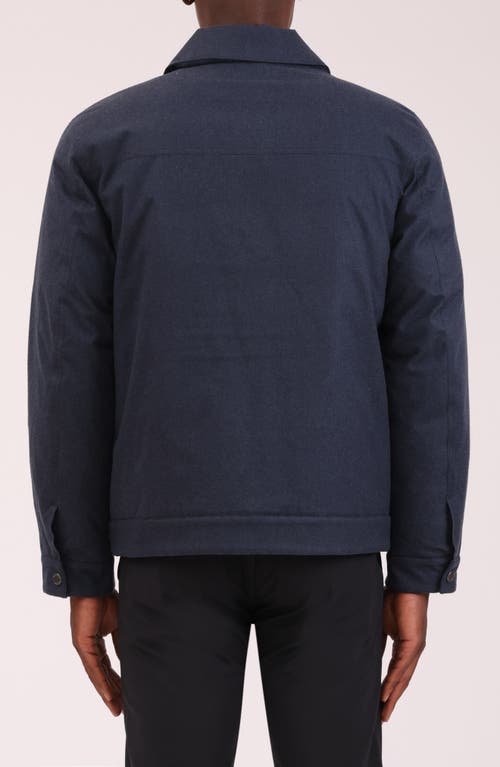 Bagatelle Flannel Snap-up Trucker Jacket In Blue