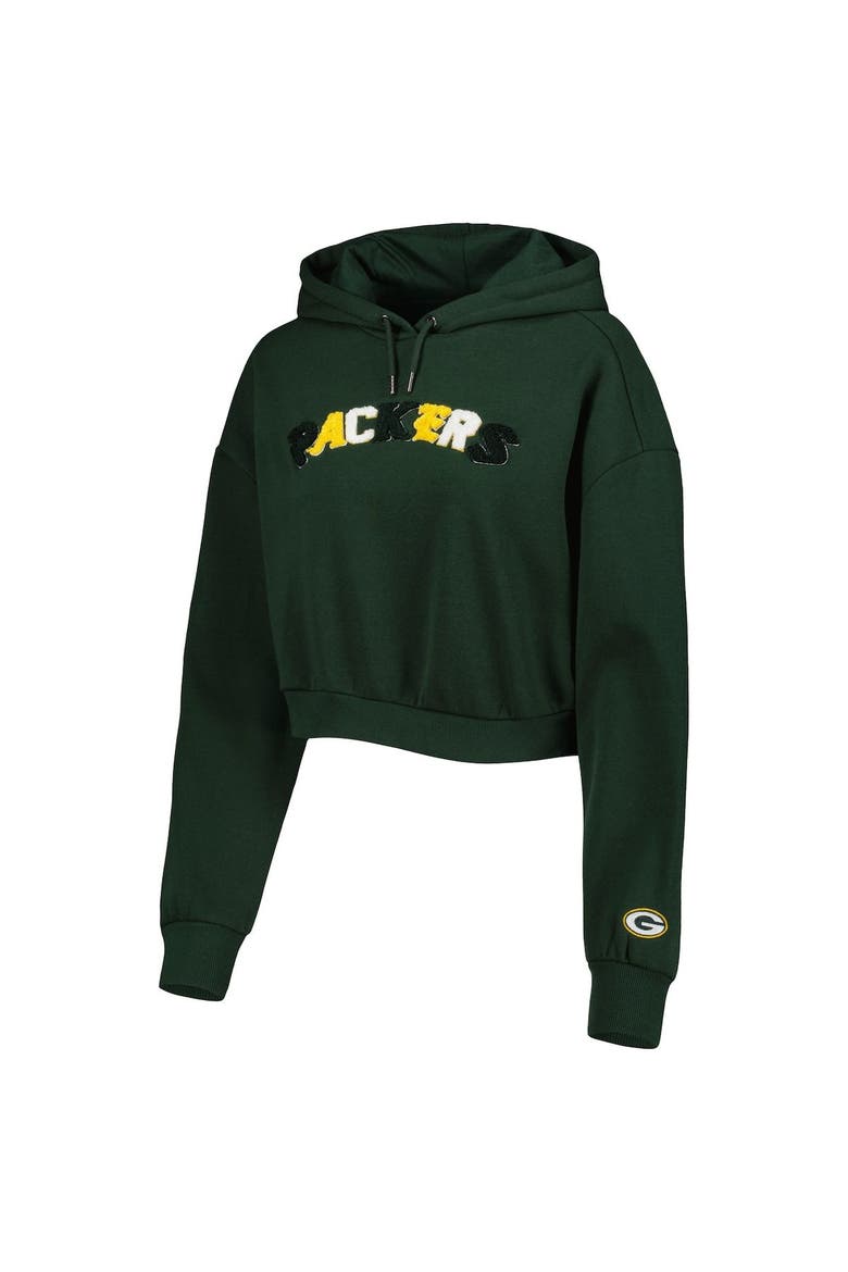 Women's The Wild Collective Green Green Bay Packers Cropped Pullover Hoodie, Alternate, color, Green