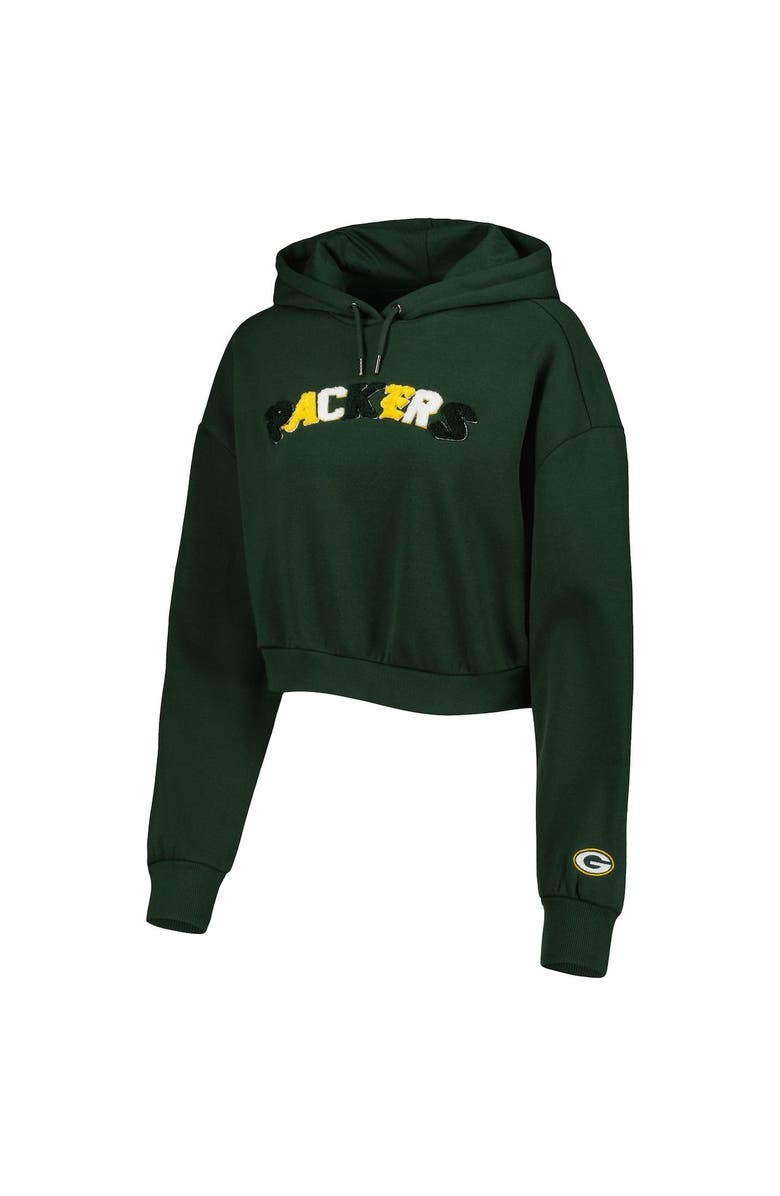 THE WILD COLLECTIVE Women's The Wild Collective Green Green Bay Packers Cropped Pullover Hoodie, Alternate, color, Green