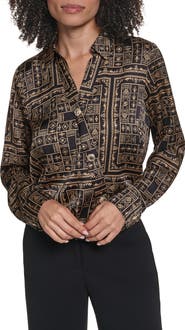 KARL LAGERFELD PARIS Print Surplice Shirt