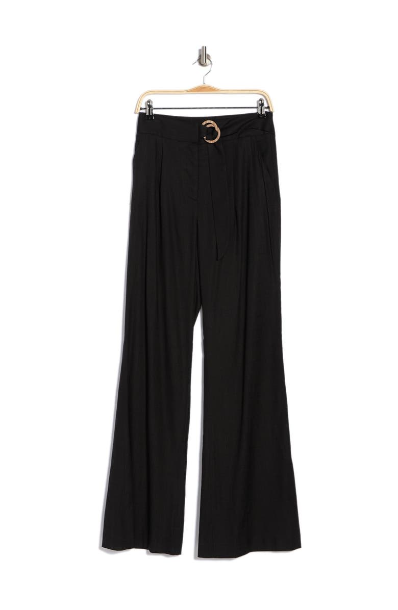 Veronica Beard Woode Belted Linen Blend Wide Leg Pants, Alternate, color, 