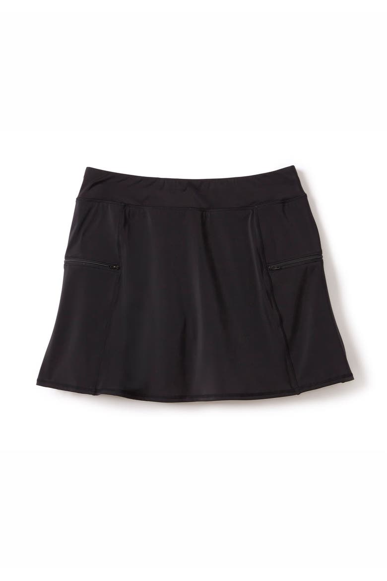 Zip Pocket Swim Skort, Alternate, color, BLACK