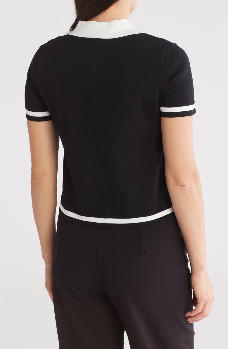 Laundry by Shelli Segal Contrast Trim Short Sleeve Crop Cardigan, Alternate, color,