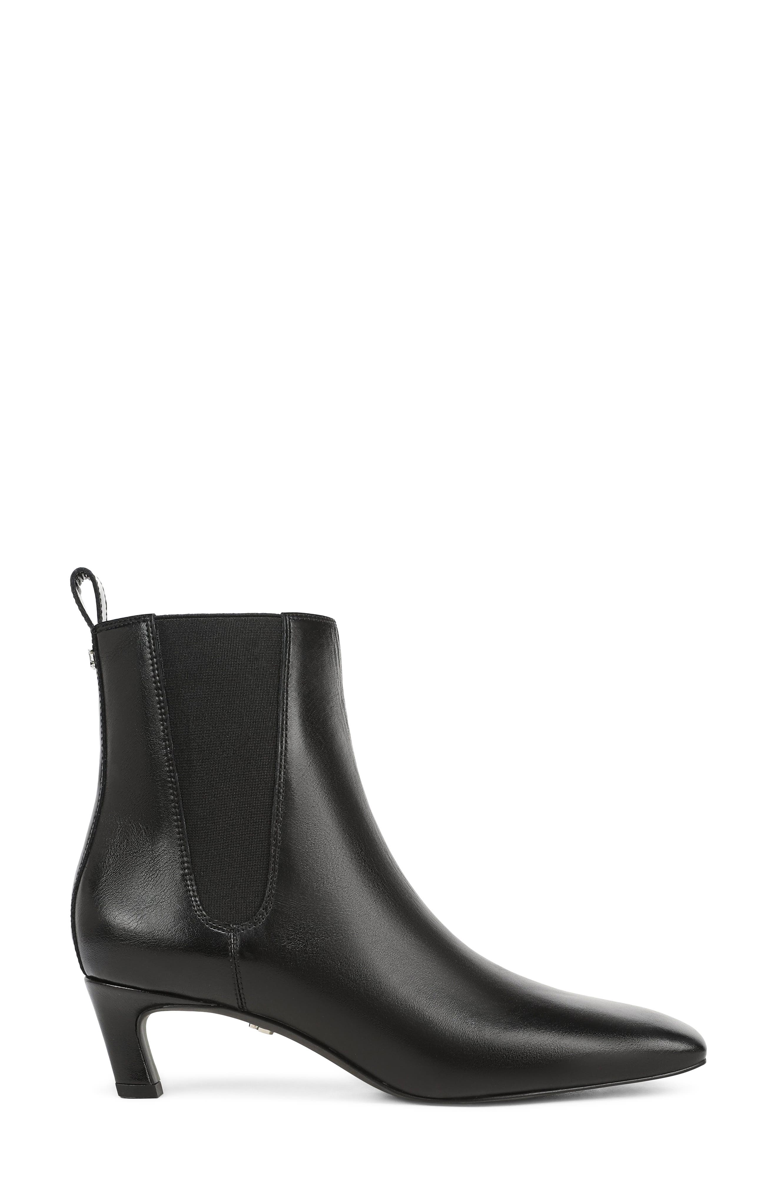 Peony Leather Chelsea Bootie, Alternate, color, BLACK