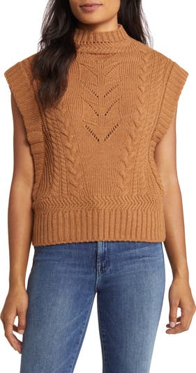 Cable Stitch Mock Neck Sweater Vest