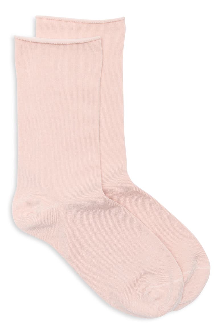 Everyday Rolltop Crew Socks, Alternate, color, PINK WISP