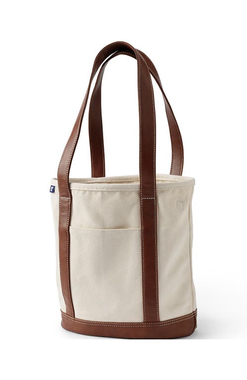 Lands' End Canvas and Faux Leather Tote Bag in Natural/cognac at Nordstrom