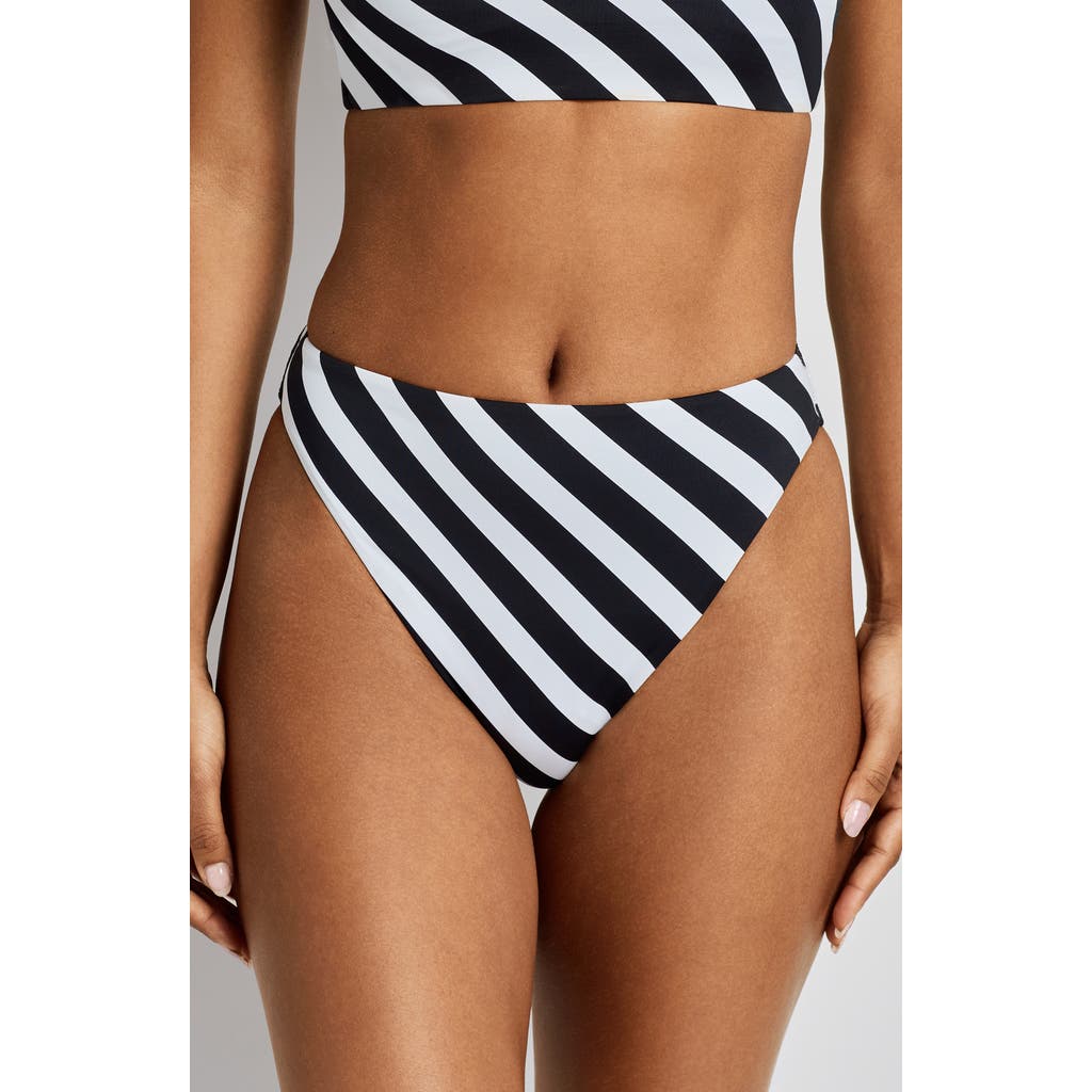 Ralph Lauren Lauren Stripe High Leg Bikini Bottoms In Multi