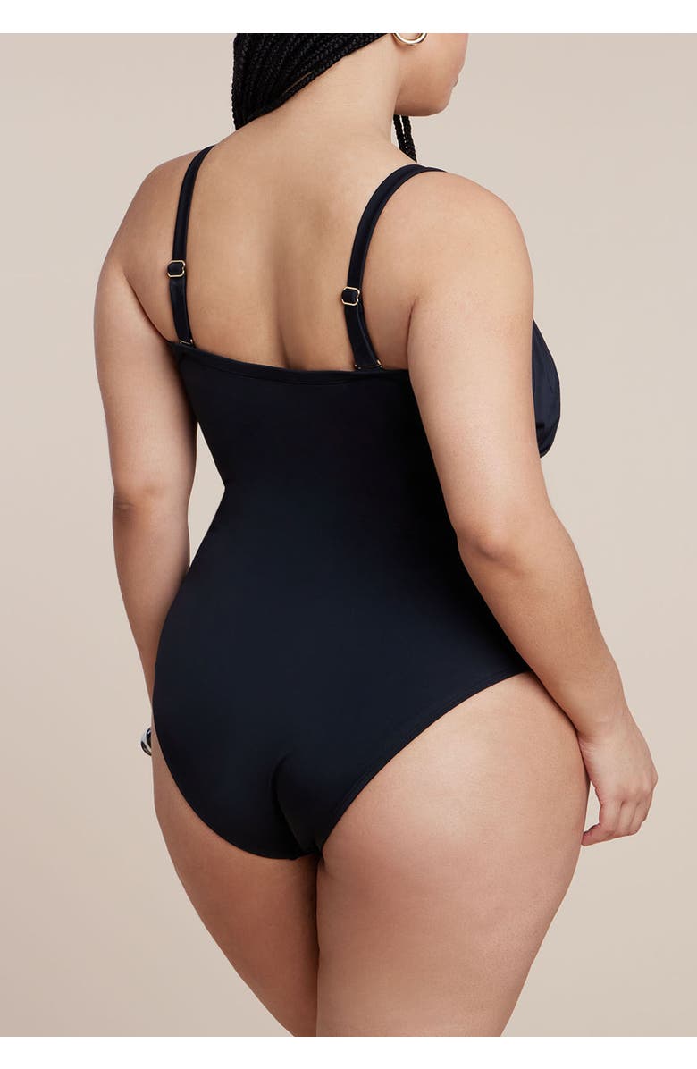 ELOQUII Crossover Strapless One Piece, Alternate, color, Black Onyx