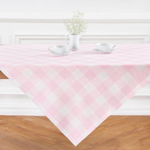 Linen Table Throw 52 x 52 Inch - Buffalo Check