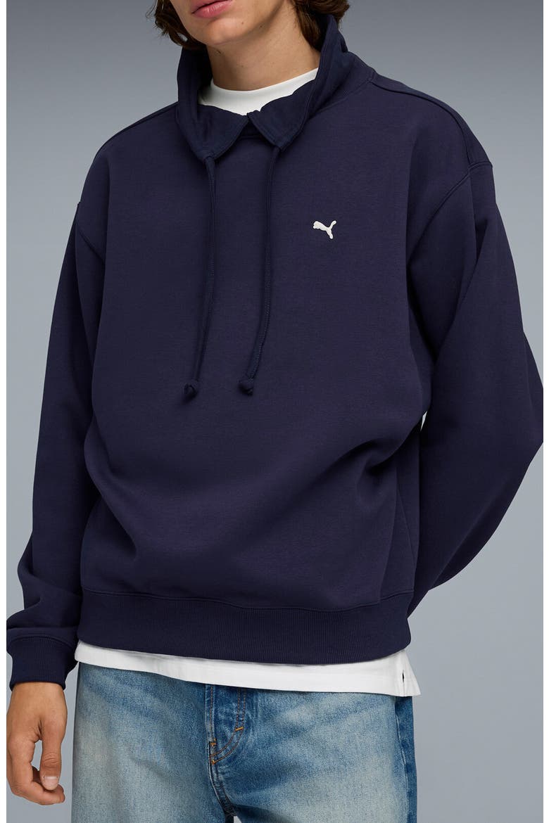 Select Essentials French Terry Polo Sweatshirt, Main, color, PUMA NAVY
