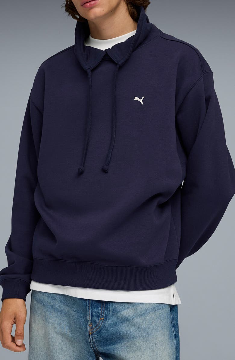 PUMA Select Essentials French Terry Polo Sweatshirt, Main, color, Puma Navy