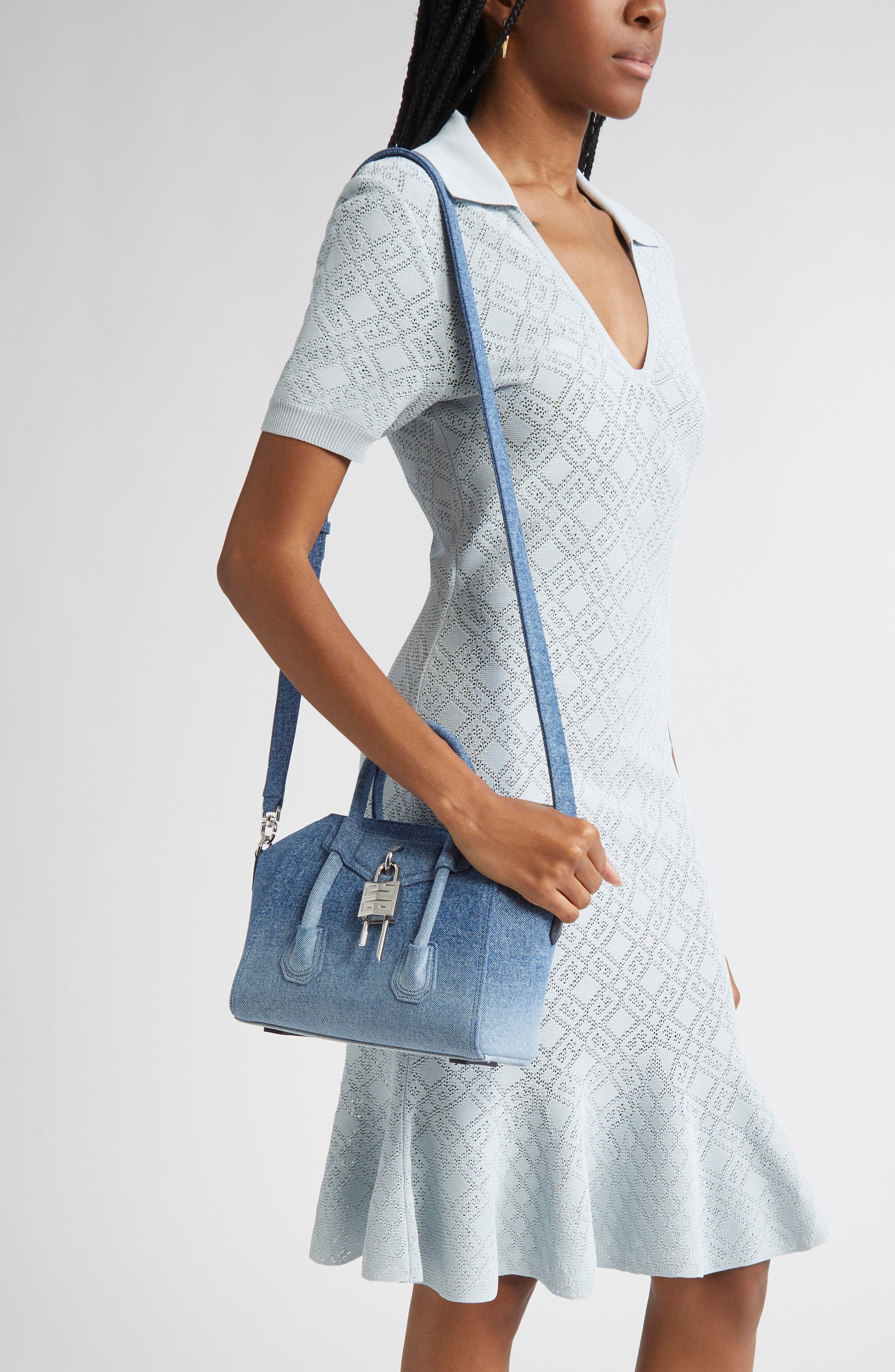 Givenchy Mini Antigona Lock Denim Satchel (Women) | Nordstrom