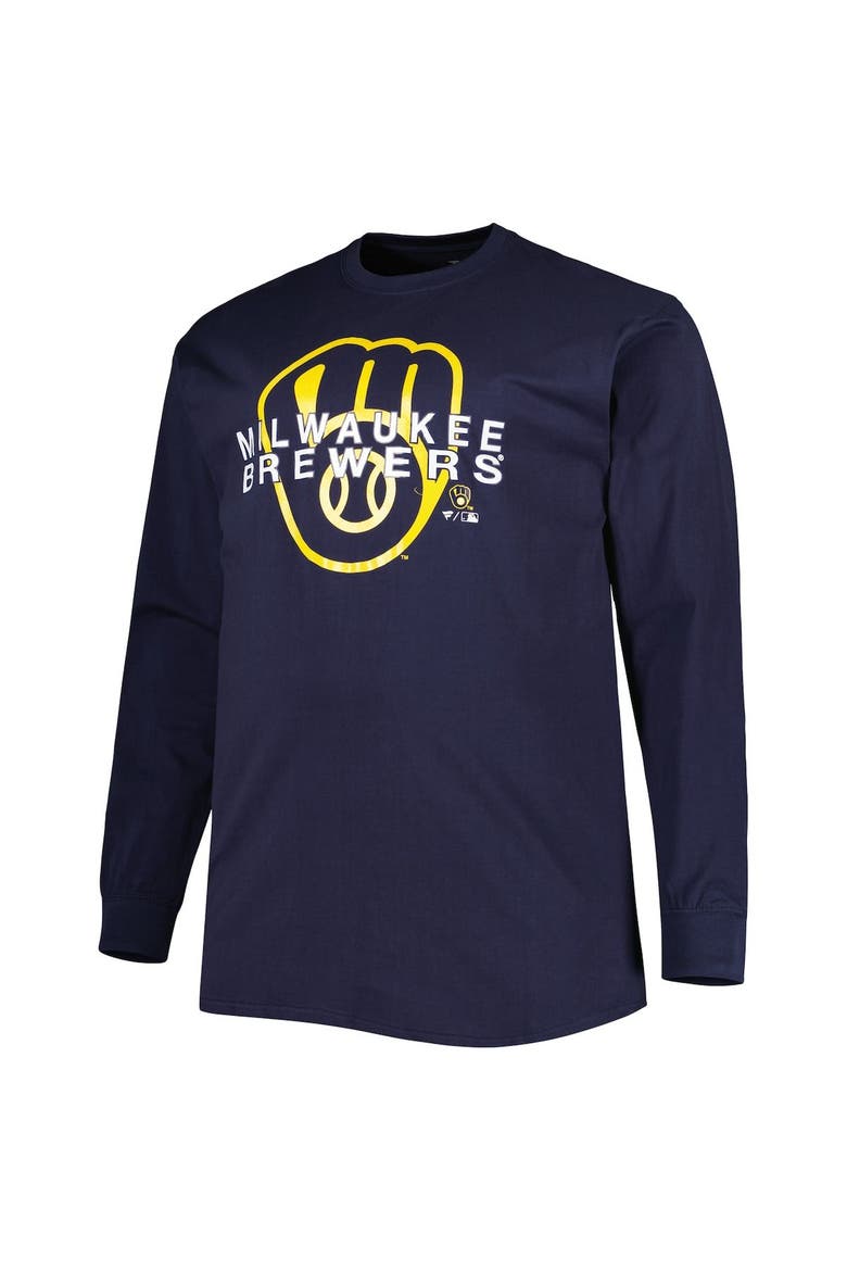 Men's Navy Milwaukee Brewers Big & Tall Long Sleeve T-Shirt, Alternate, color, Navy