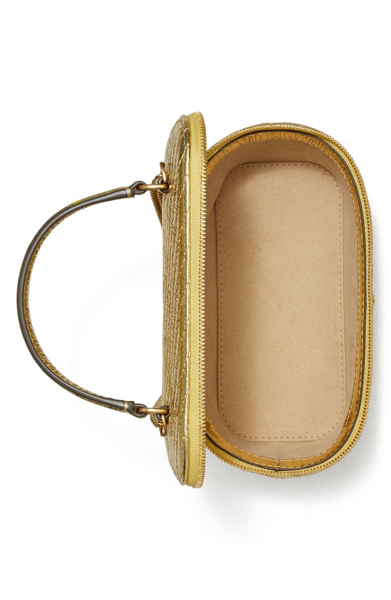 Tory Burch Kira Metallic Moto Quilted Leather Vanity Train Case, Alternate, color,